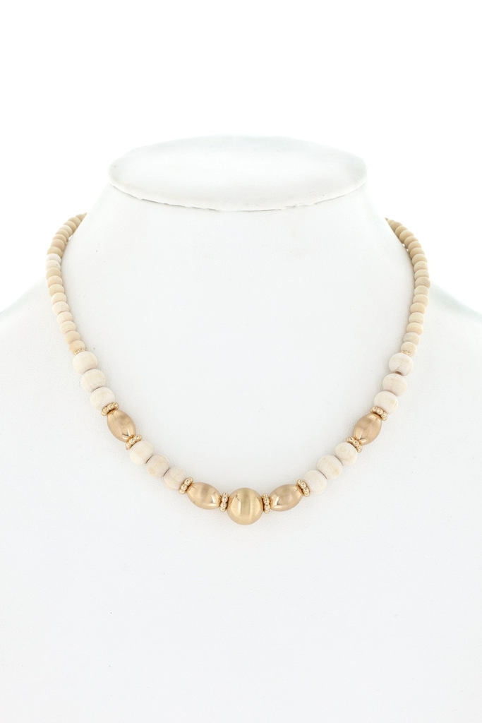 Sandalwood Beaded Necklace - Ivory
