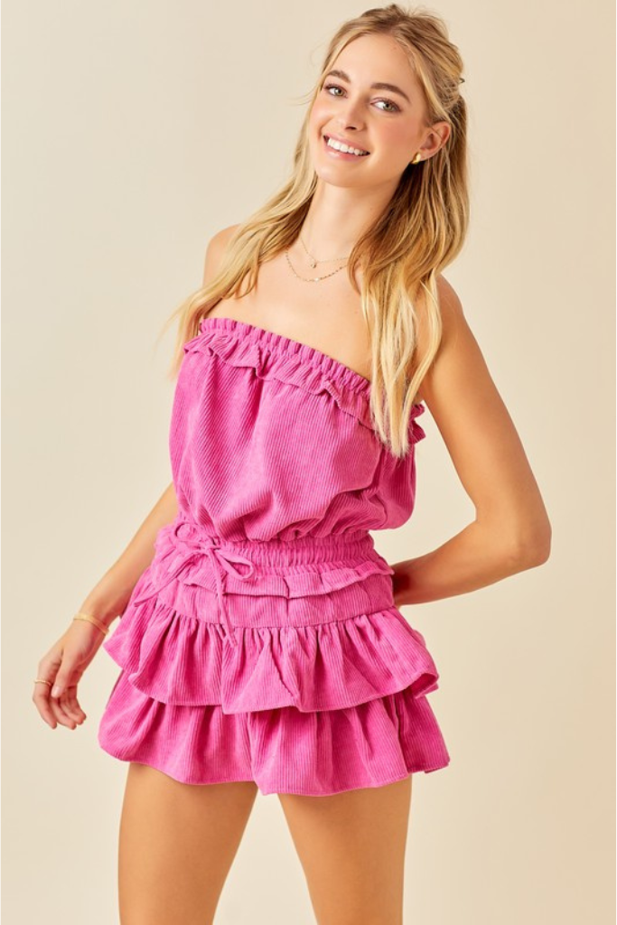 Flashing Lights Romper- Pink