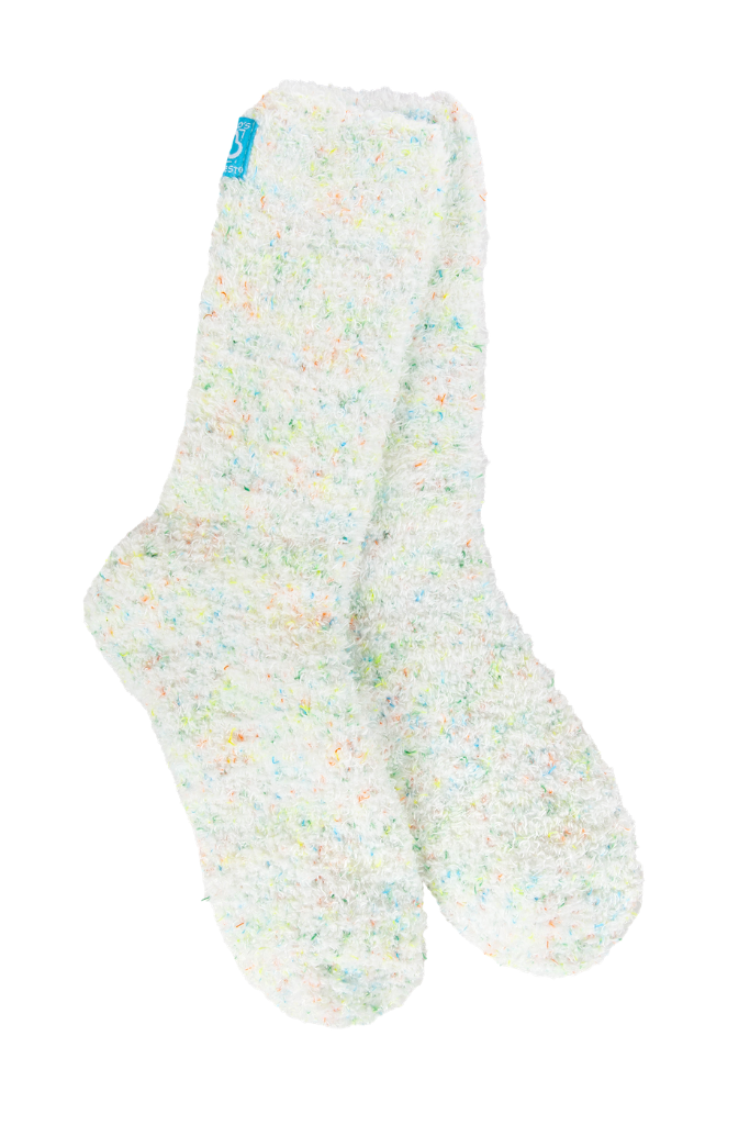 Spring Cozy Crew Sock - White Confetti