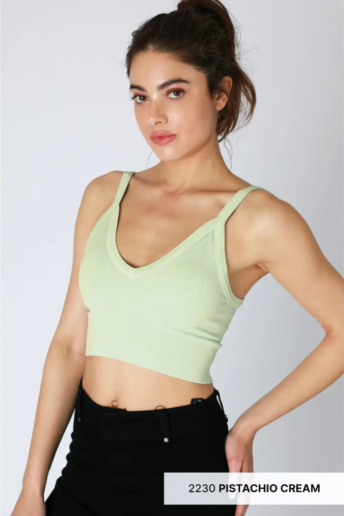 All The Feels Ribbed V-Neck Cropped Tank