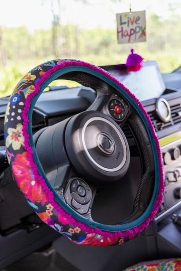 Steering Wheel Cover - Black Floral