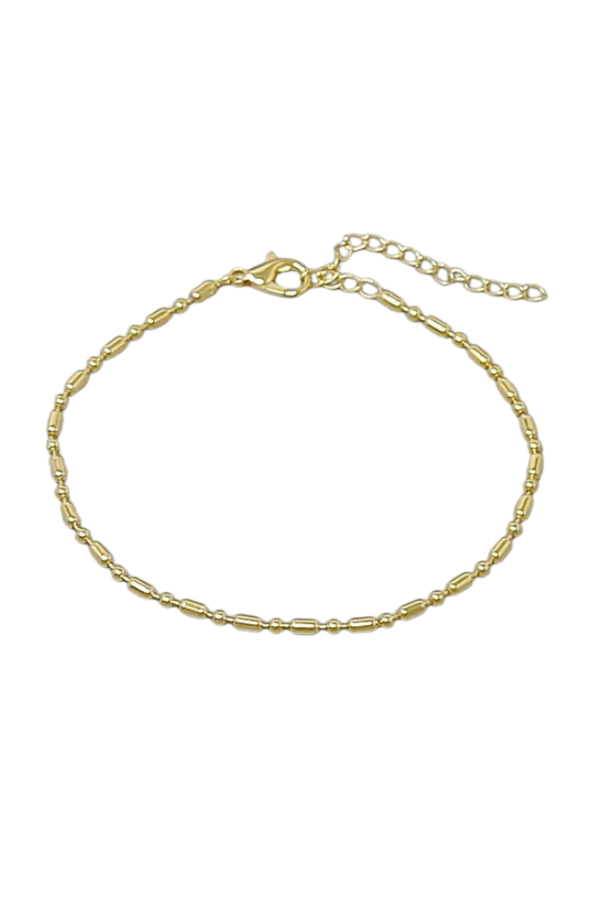 Beaut Beaded Chain Anklet - Gold