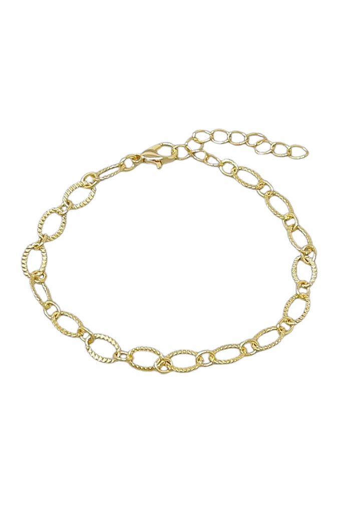 Oval Link Chain Anklet - Gold