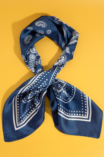 Andarna Paisley Bandana Scarf - Navy