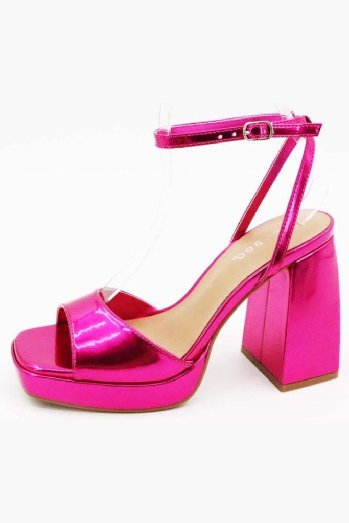 Speak Now Chunky Heel- Hot Pink Metallic