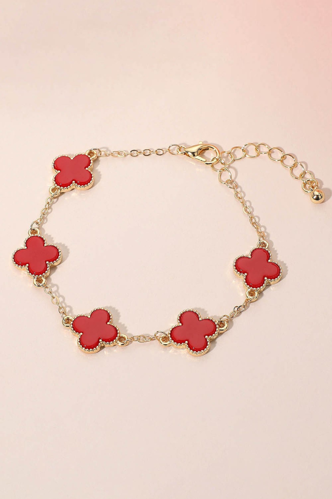 Show Me Clover Bracelet - Gold/Red