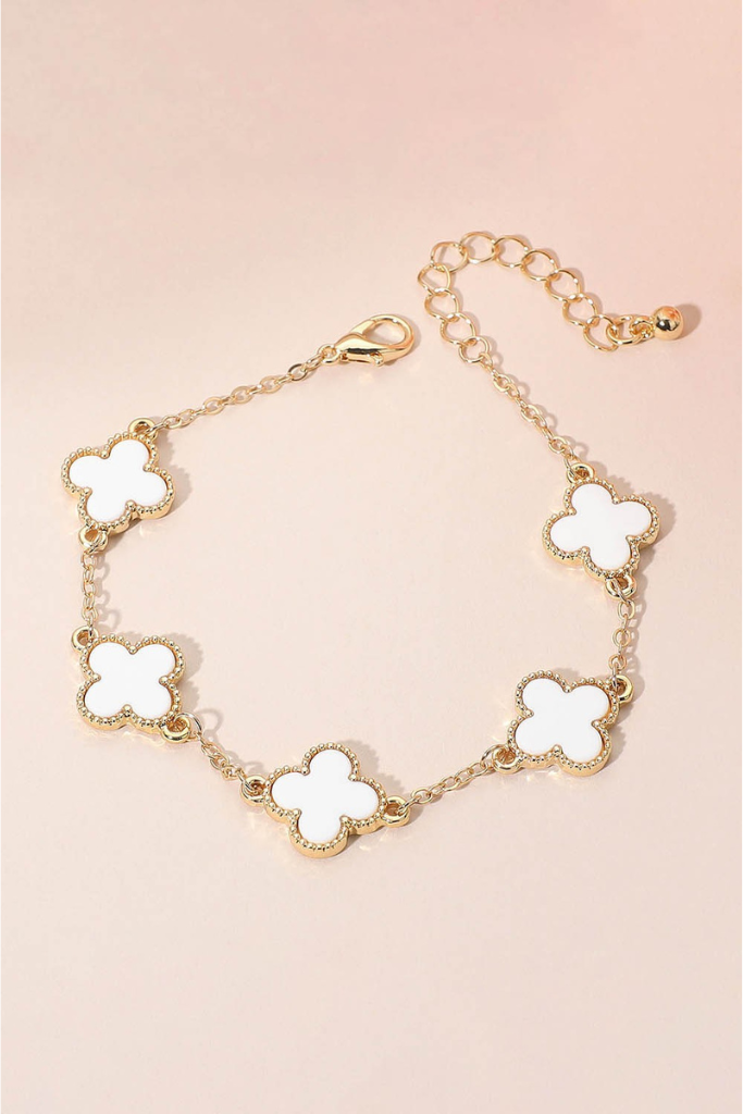 Show Me Clover Bracelet - Gold/White
