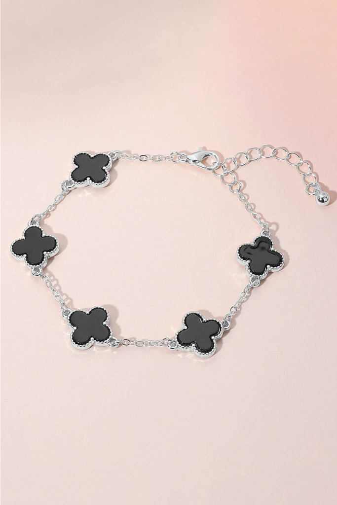 Show Me Clover Bracelet - Silver/Black