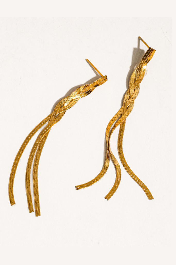 Zellie Braided Tassel Earrings - Gold