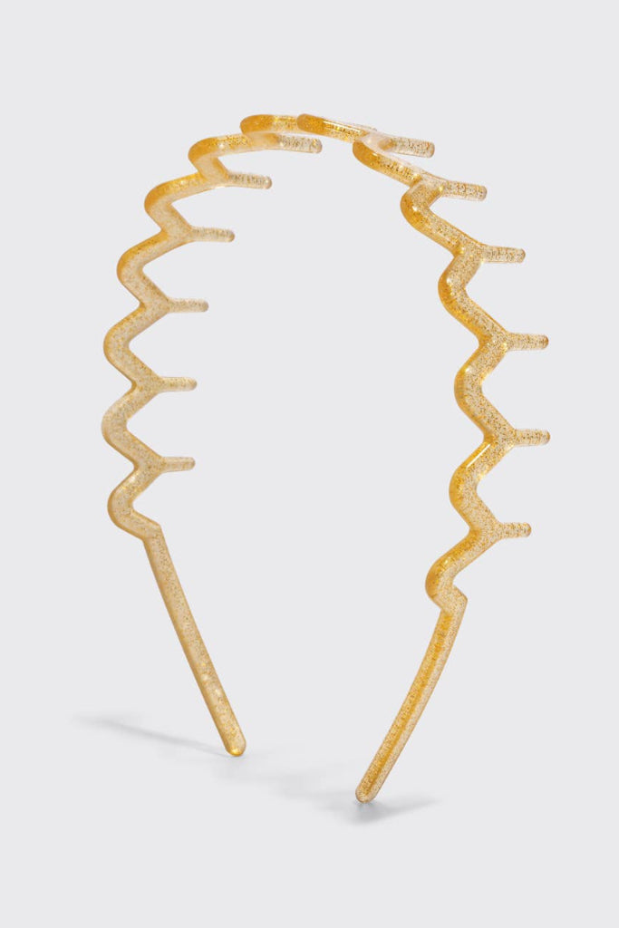 KITSCH - Recycled Plastic Zigzag Headbands 2pc Set - Gold & Silver