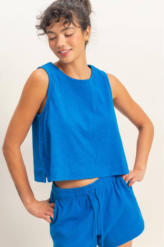 To The Start Sleeveless Boxy Fit Top - Royal Blue