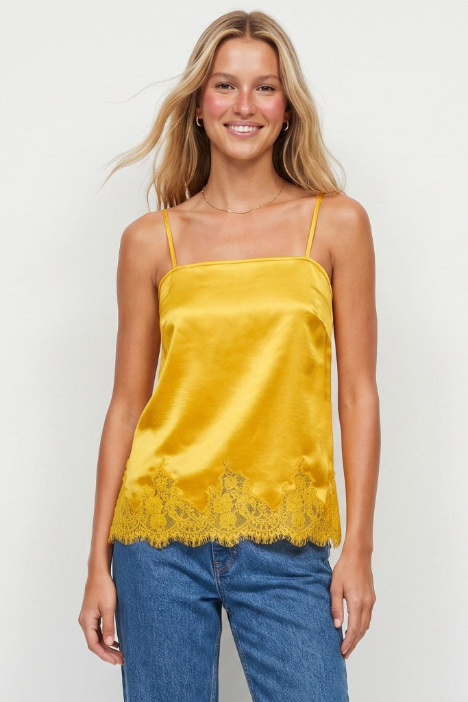 In Demand Satin Lace Cami - Gold