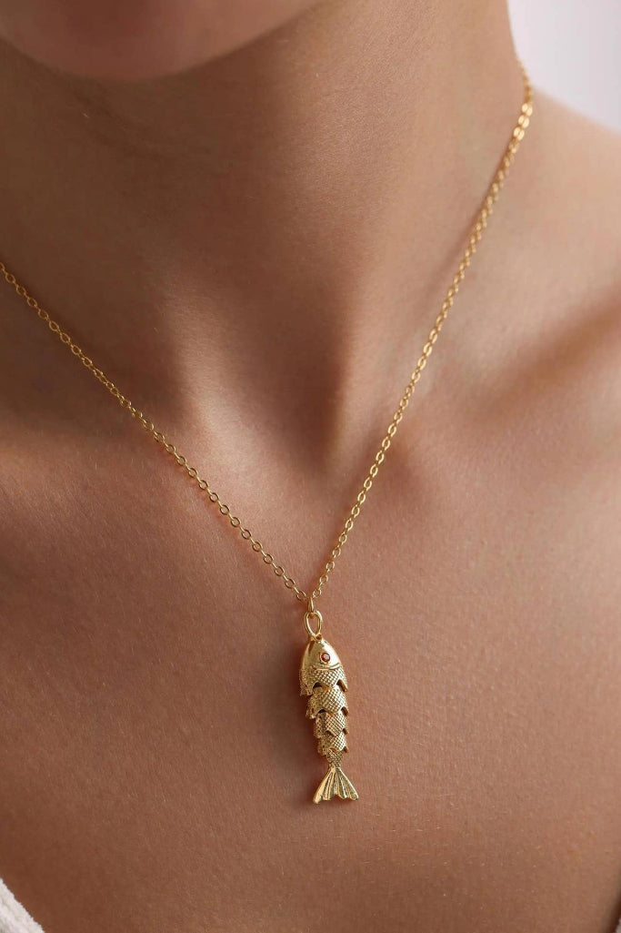 Great Catch Fish Necklace - Gold