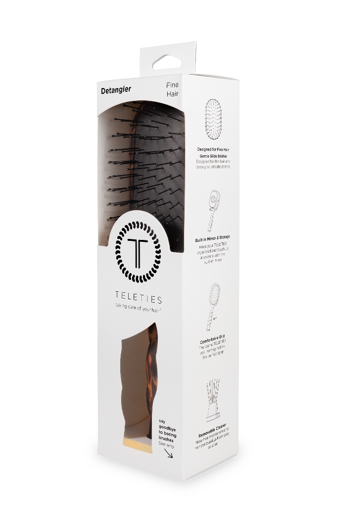 TELETIES  Detangler Hair Brush for Fine Hair - Tortoise