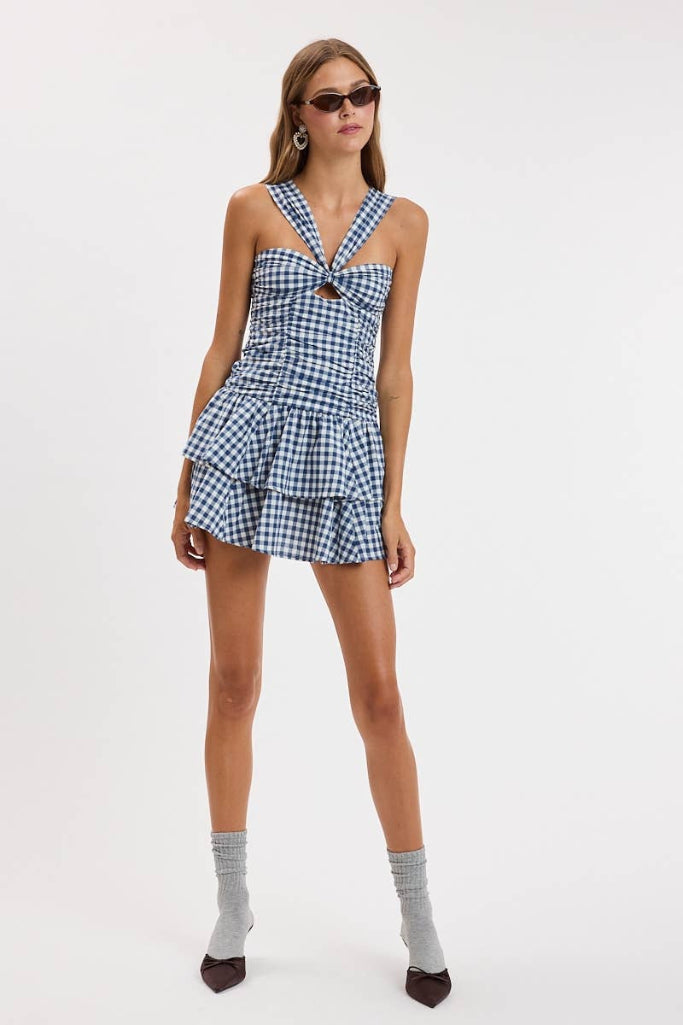 Halftime Hottie Gingham Dress - Navy