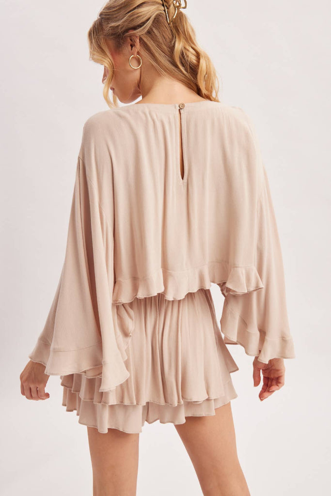 Better Off Belle Sleeve Crop Top - Beige