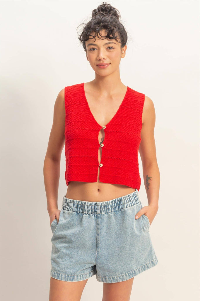 Most Likely Sweater Top- Red