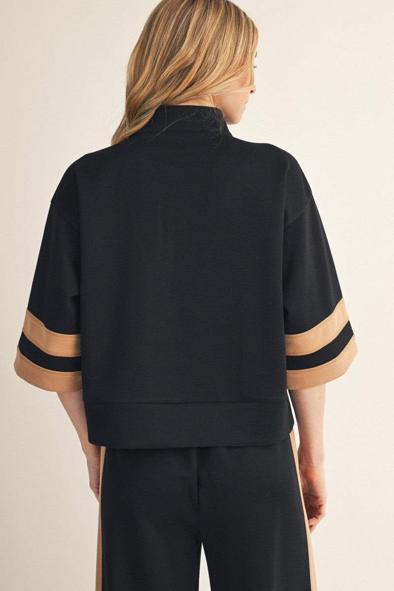 Enjoy Bliss Half Zip Top - Black
