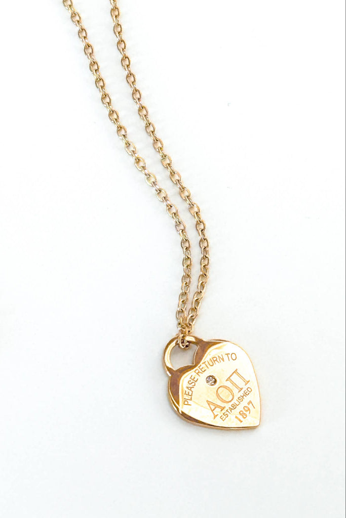 Please Return Sorority Necklace - Alpha Omicron Pi