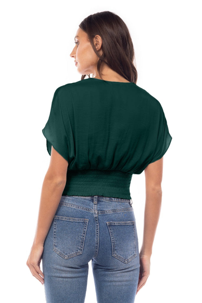 Free Spirit Cropped Blouse - Dark Green