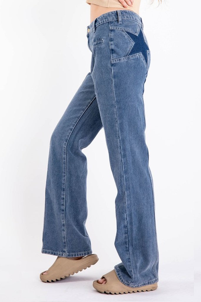 Be Free Straight Leg Jeans- Dark Denim