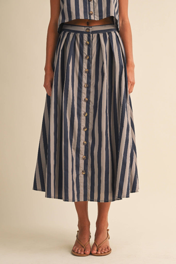 Old Tale Striped Top & Skirt - Navy Multi