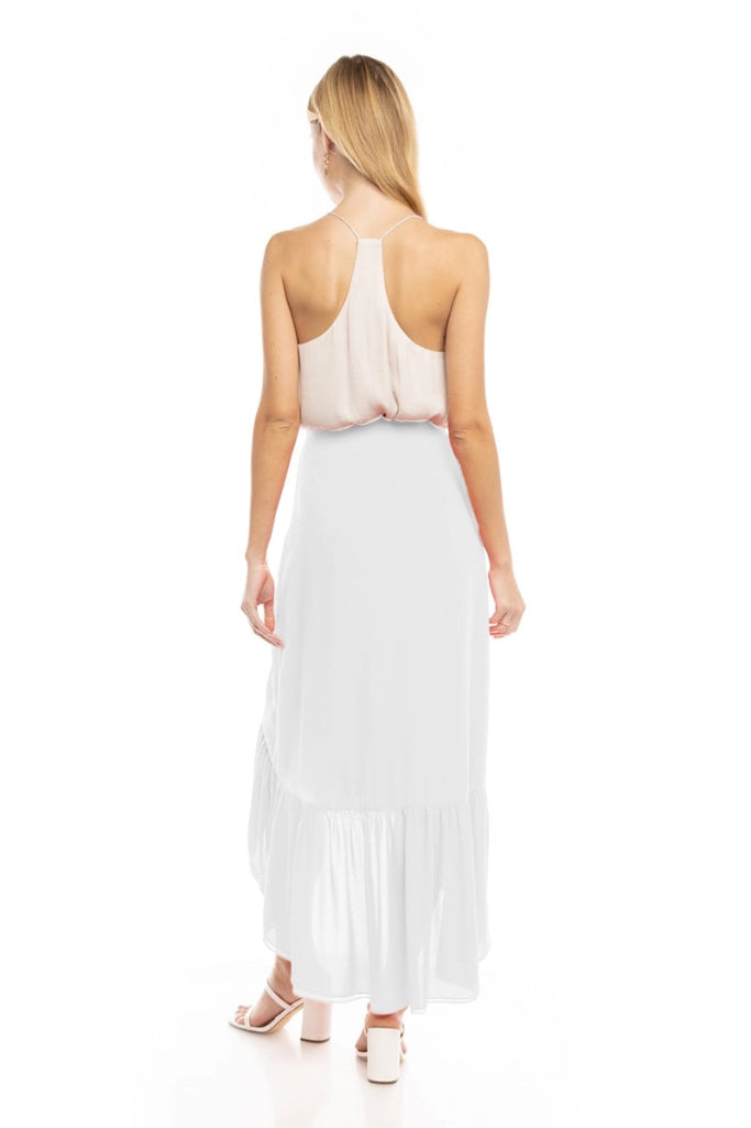 Float On Button High Low Maxi Skirt - Off White