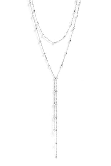 Satellite Layered Lariat Necklace - Silver