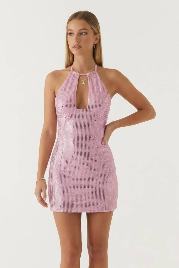 Your Attention Sequin Body Dress - Pink
