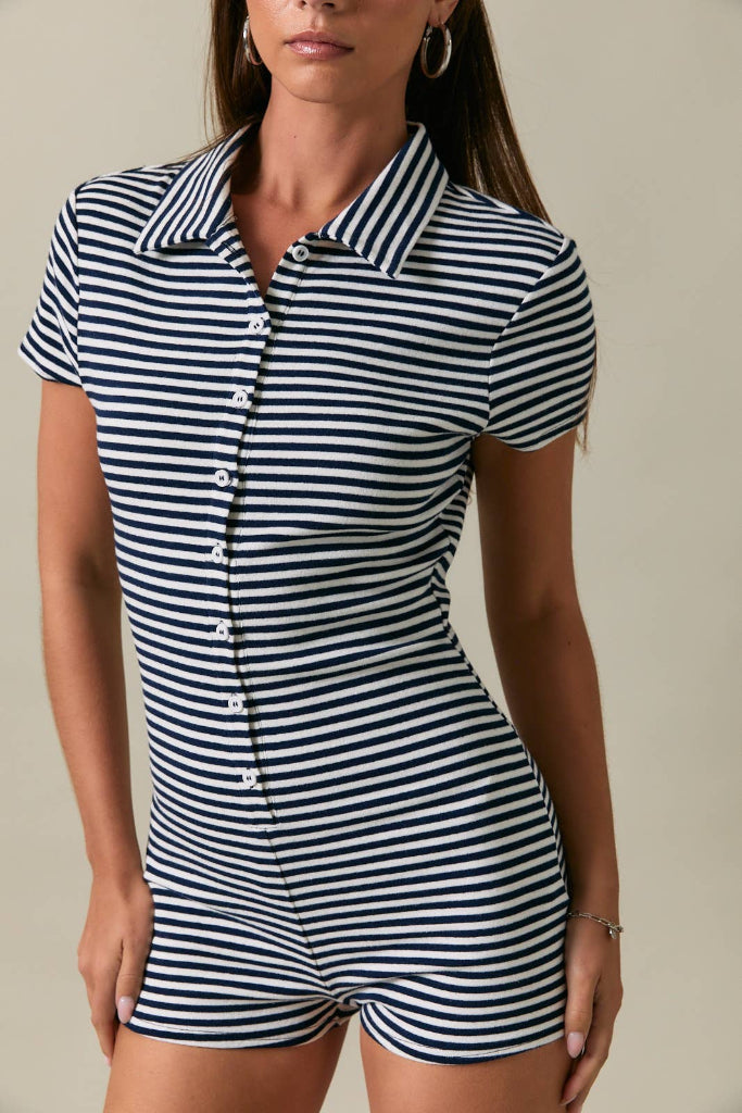 Summer Glory Romper- Navy
