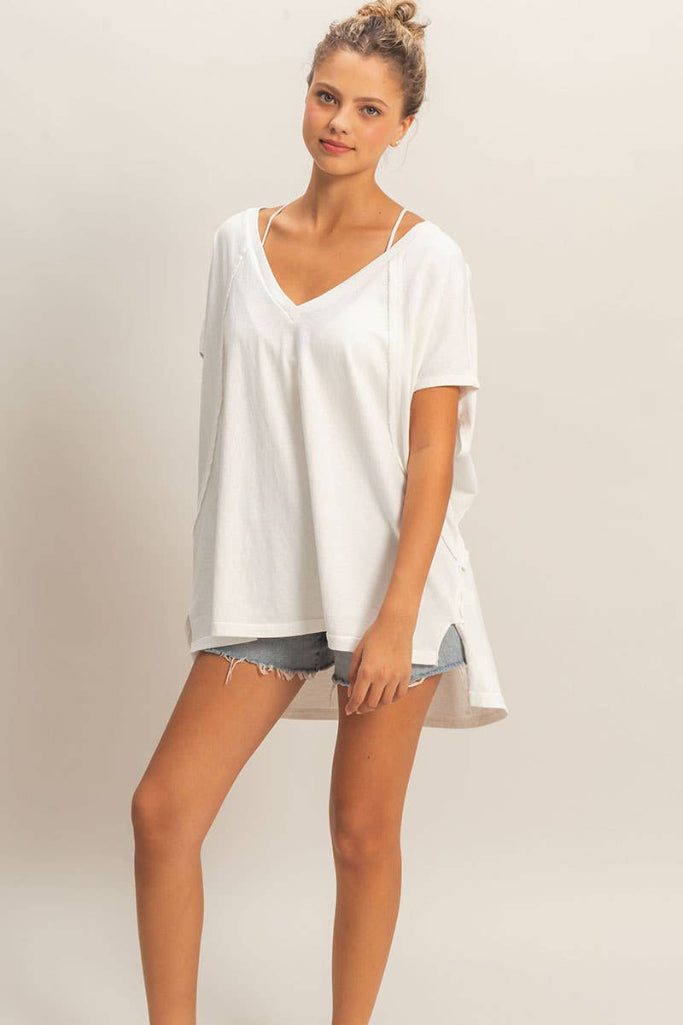 Soft Touch Oversized Top- White