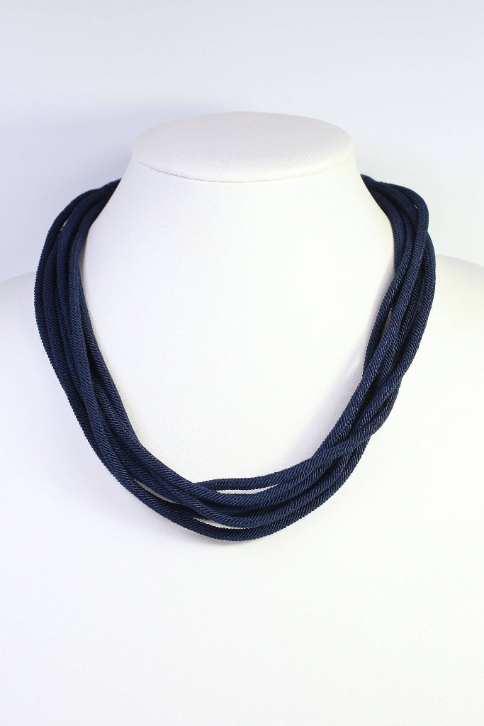 Caroline Hill Cranley Layered Cord Necklace - Navy