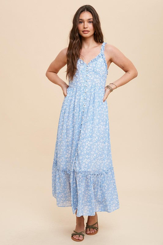 Flower Child Maxi Dress- Light Blue