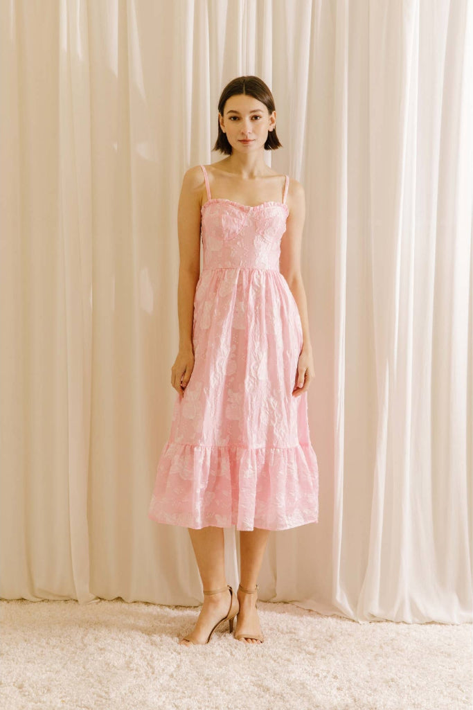 Kylah Floral Midi Dress- Pink