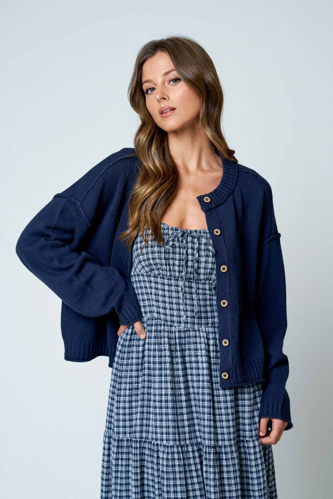 Bare Muse Button Cardigan - Navy
