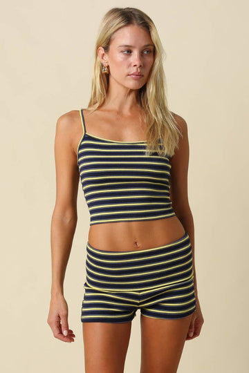 Up Next Ribbed Striped Set - Yellow/Navy