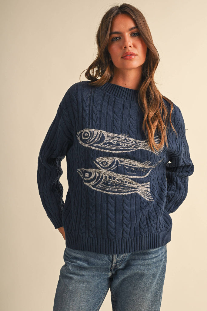 Nice Try Herring Sweater - Navy
