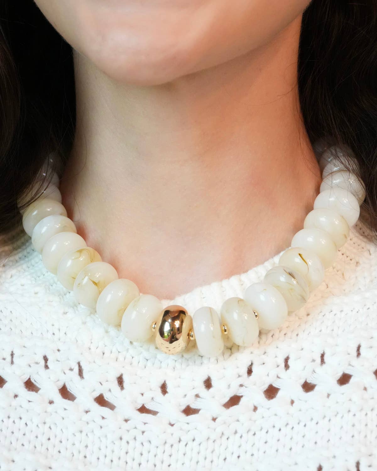 Canvas San Sebastian Beaded Necklace - White