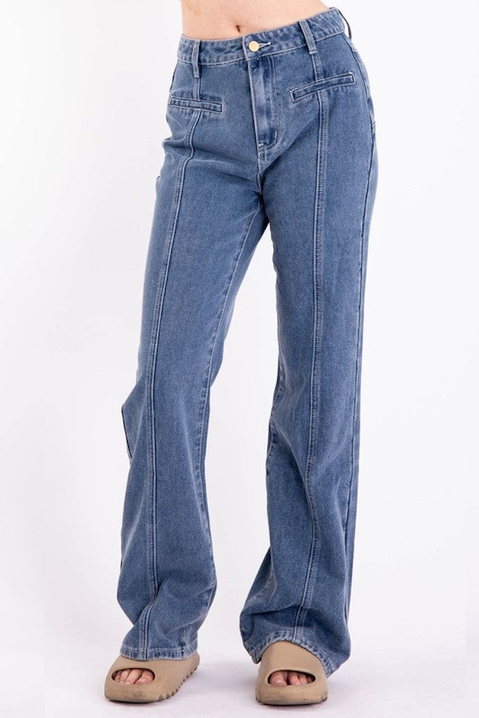 Be Free Straight Leg Jeans- Dark Denim