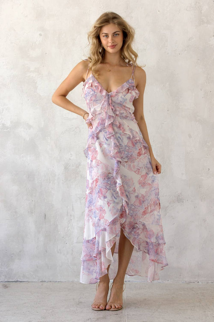 Kristie Midi Dress- Pink Multi