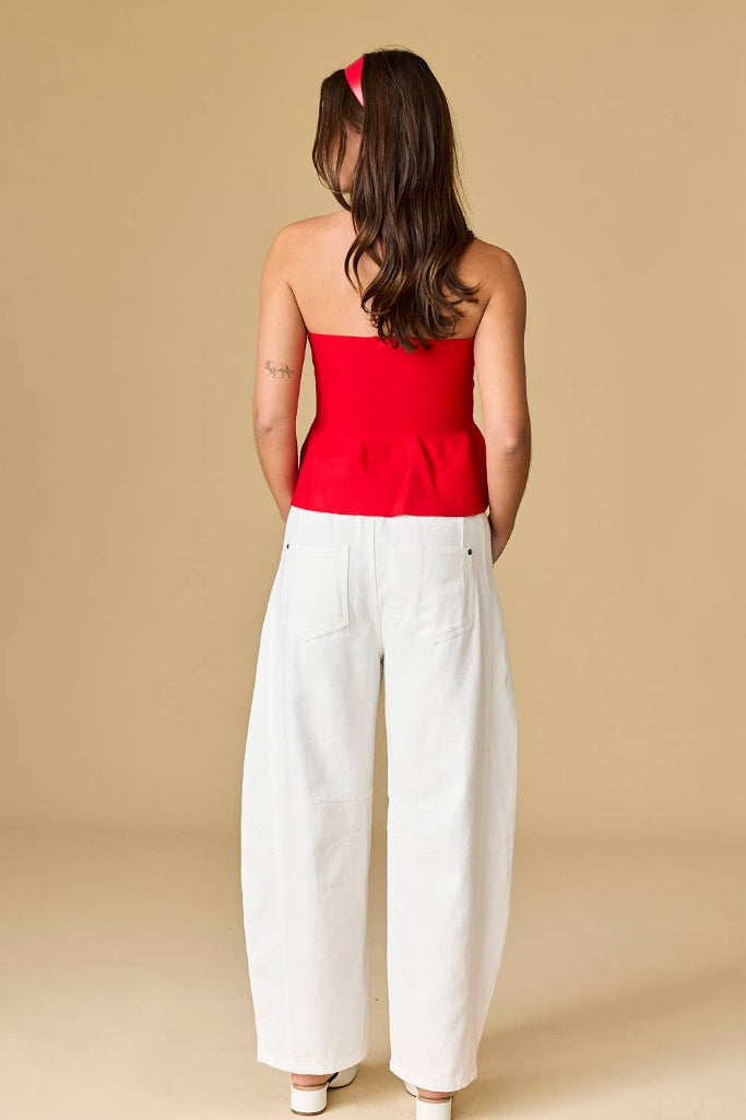 Loveable Peplum Tube Top- Red