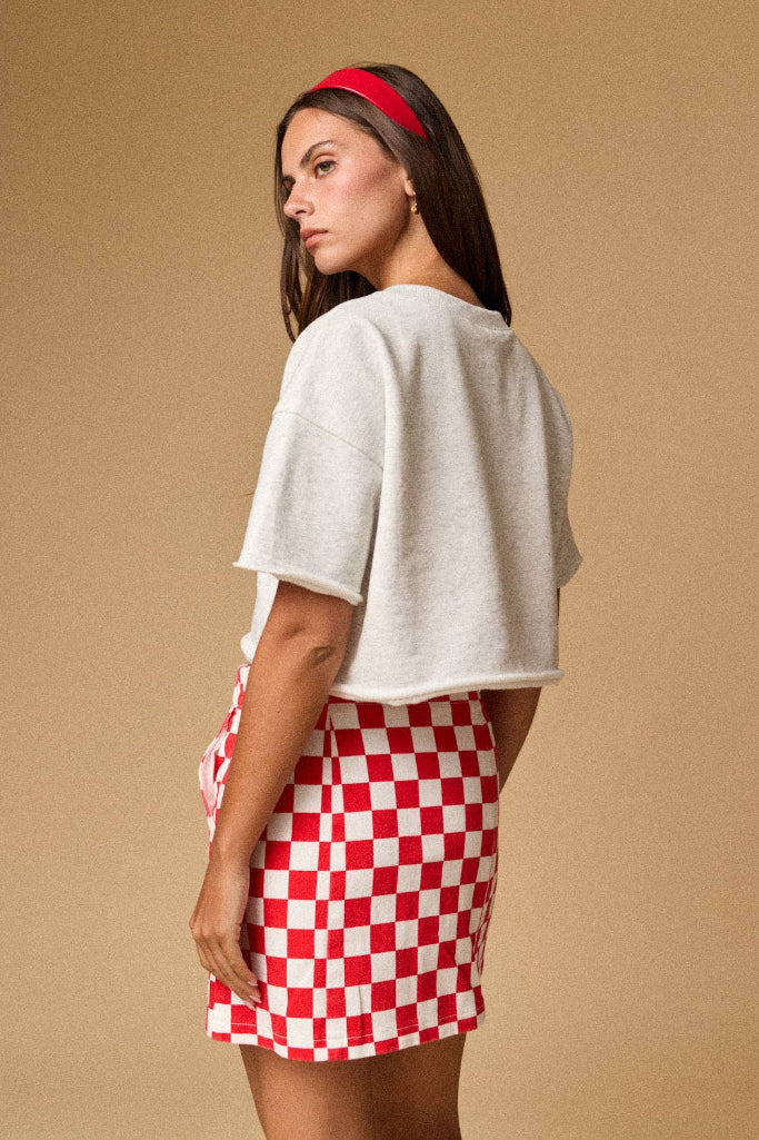 American Spirit Crop Top - Light Grey