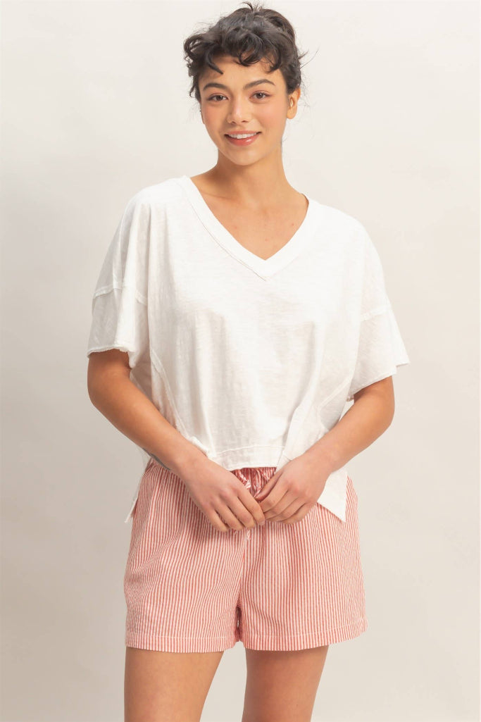 Next Best Oversized V-Neck Top - White
