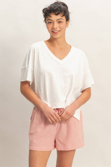 Next Best Oversized V-Neck Top - White