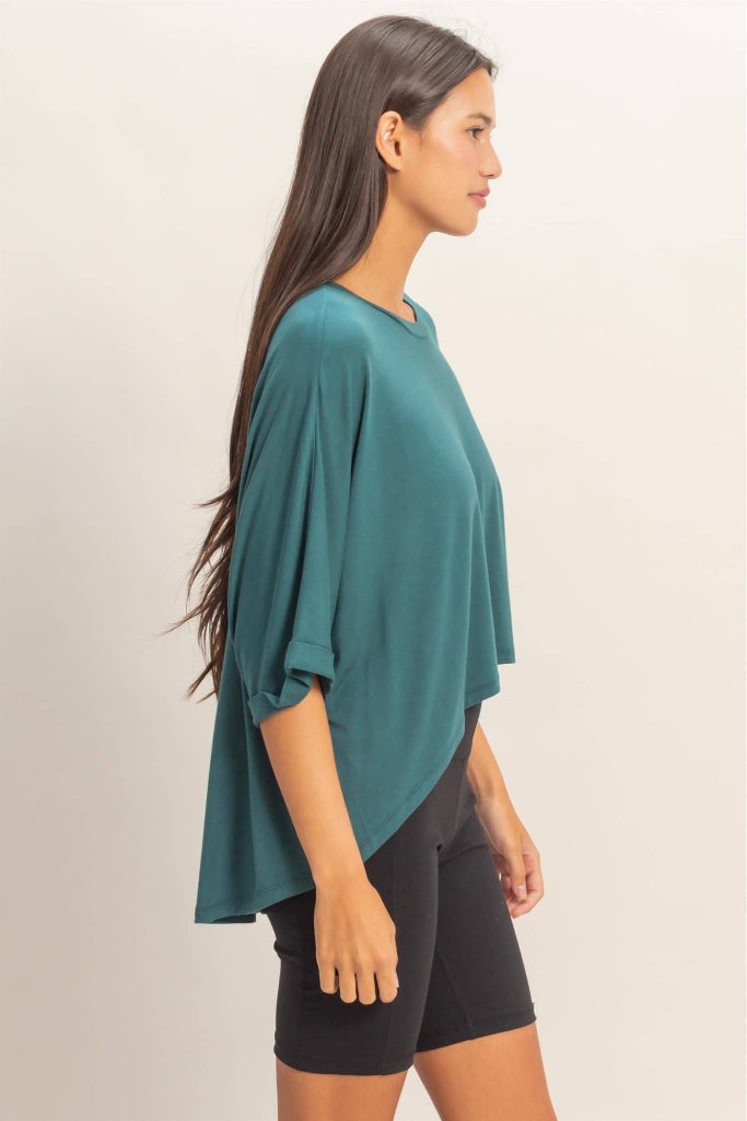 Cannot Contain Batwing Sleeve Top - Dark Teal