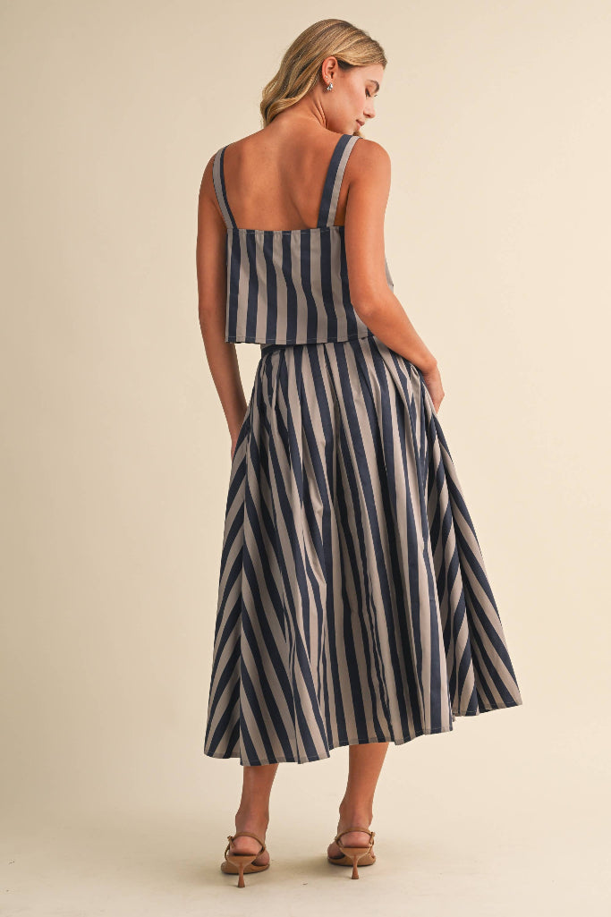 Old Tale Striped Top & Skirt - Navy Multi