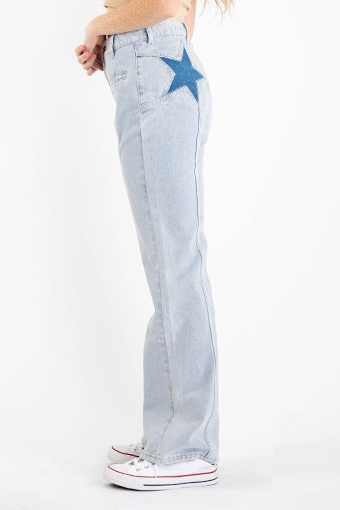 Be Free Straight Leg Jeans- Light Denim