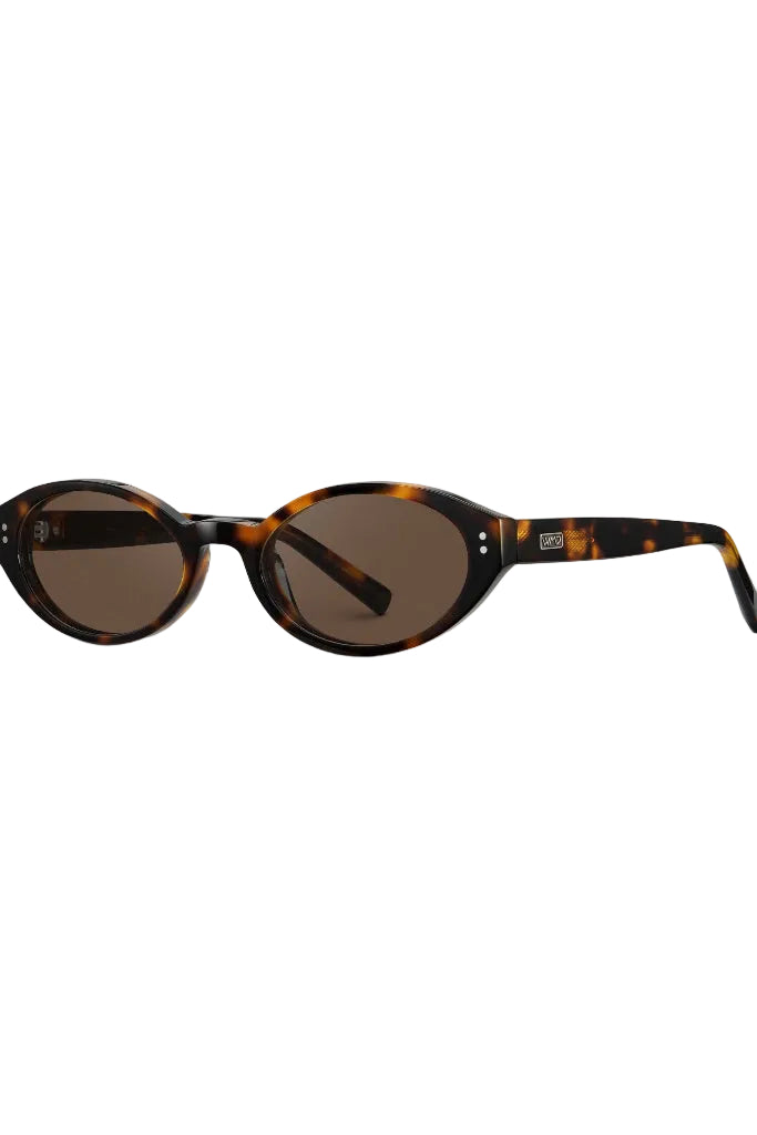 WMP Eyewear Esme Slim Oval Sunglasses - Brown Tort/Brown