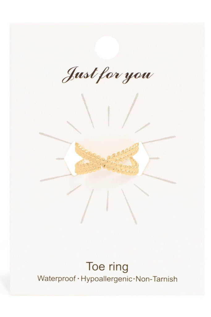 WJW - 18K Gold PVD Stainless Steel Cross Over Toe Ring