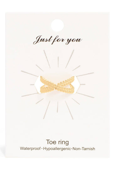 WJW - 18K Gold PVD Stainless Steel Cross Over Toe Ring